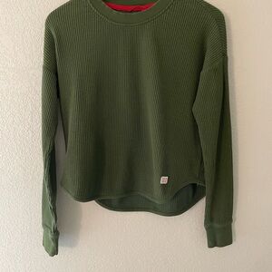NWOT Topo Designs Olive Green Waffle Knit Thermal Long Sleeve Top Women’s Small
